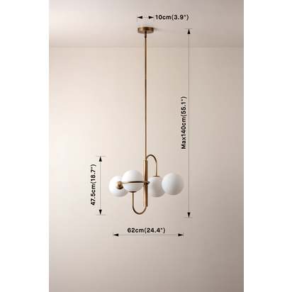 Decora - 4 light aged brass and opal pendant - Default Title