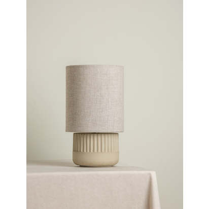 Enza - warm white ribbed concrete table lamp - Default Title