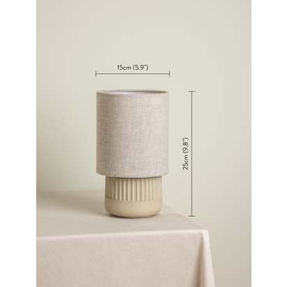 Enza - warm white ribbed concrete table lamp - Default Title