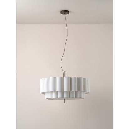 Folia - large scalloped natural linen pendant - Default Title