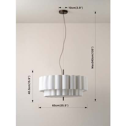 Folia - large scalloped natural linen pendant - Default Title