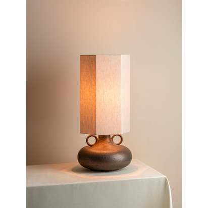 Grove - bronze ceramic and linen table lamp