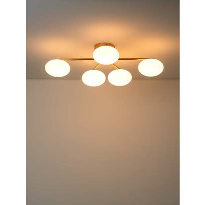Imperial - 5 light brass and opal flush