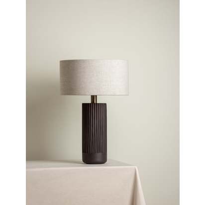 Nitara - chocolate ribbed concrete table lamp - Default Title