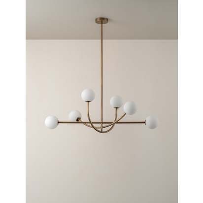 Perry - 6 light aged brass and opal pendant - Default Title