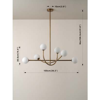 Perry - 6 light aged brass and opal pendant - Default Title