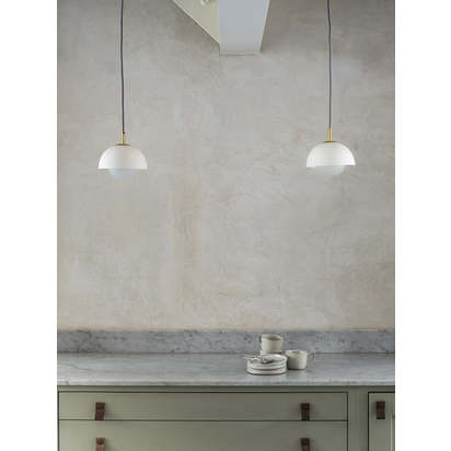 Porsa - 1 light brushed brass and warm white porcelain pendant - Default Title