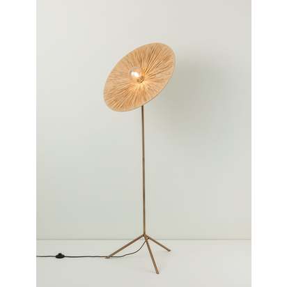 Ridotti - 1 Light Natural Raffia and Burnished Brass Floor Lamp - Default Title
