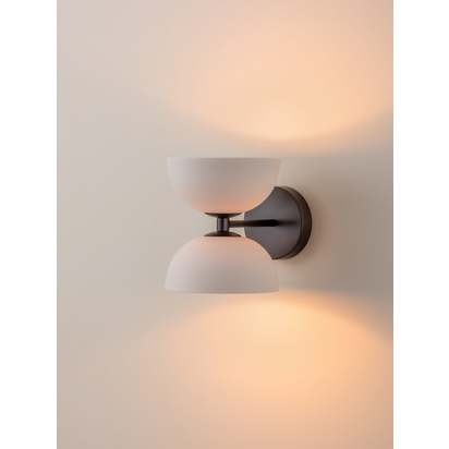 Ruzo - 2 light bronze and porcelain wall light