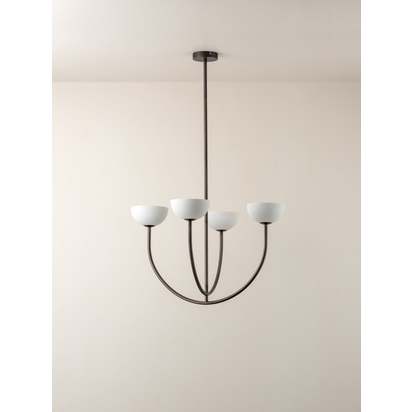 Ruzo - 4 light bronze and porcelain pendant