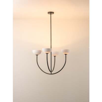 Ruzo - 4 light bronze and porcelain pendant