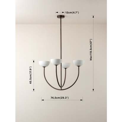 Ruzo - 4 light bronze and porcelain pendant
