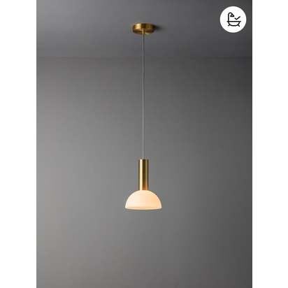 Silio - 1 light brushed brass and opal pendant - Default Title