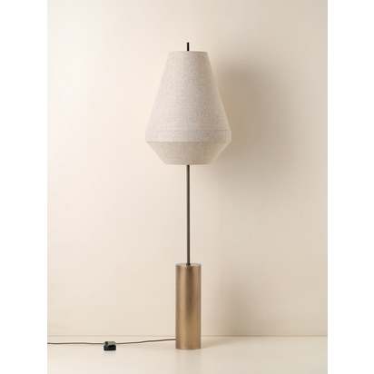 Solara - aged brass and layered natural linen floor lamp