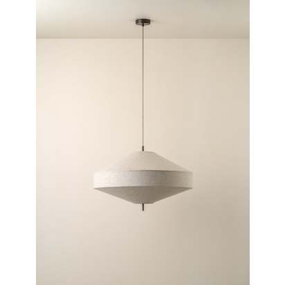 Solara - large dark bronze and layered natural linen pendant - Default Title