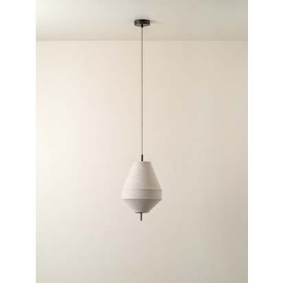 Solara - small dark bronze and layered natural linen pendant - Default Title