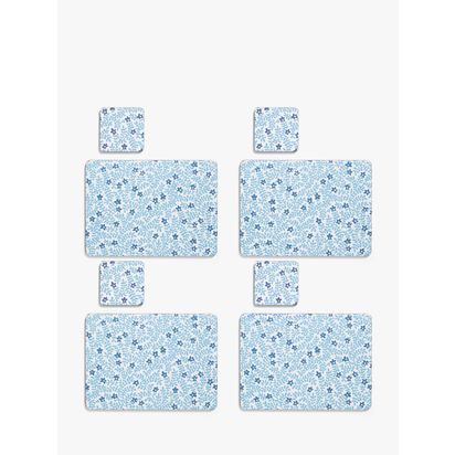 John Lewis ANYDAY Mila Placemat & Coaster, Set of 4, Blue Blue | H0.5 x W28.3 x D20.6cm