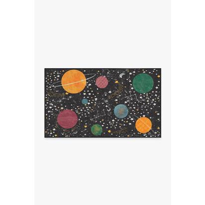 Outer Space Black Flatwoven Rug - 90 x 150 cm - Rug + Pad System