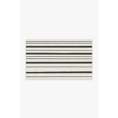 Hudson Stripe Black Flatwoven Rug - 90 x 150 cm - Rug + Pad System