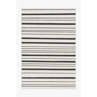 Hudson Stripe Black Flatwoven Rug - 185 x 275 cm - Rug + Pad System