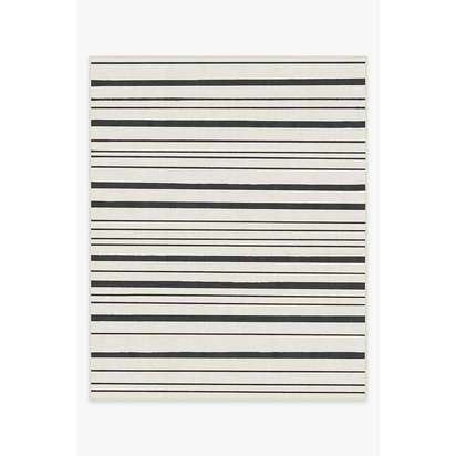 Hudson Stripe Black Flatwoven Rug - 245 x 305 cm - Rug + Pad System