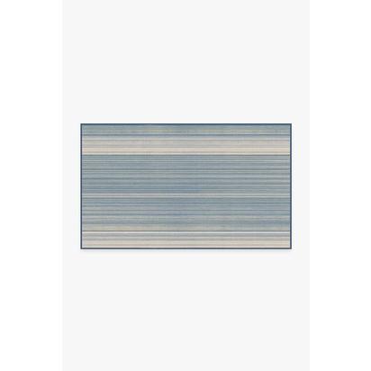 Coastal Linear Stripe Slate Flatwoven Rug - 90 x 150 cm - Rug + Pad System