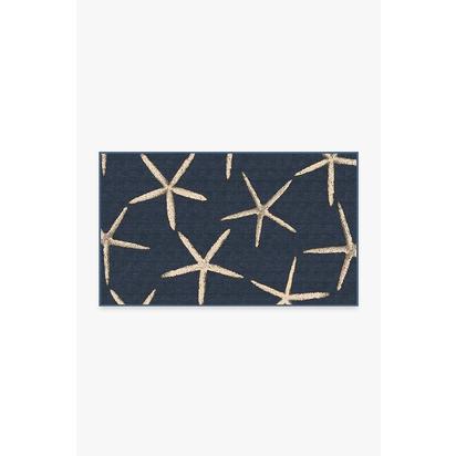 Starfish Navy Flatwoven Rug - 90 x 150 cm - Rug + Pad System