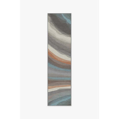 Watercolour Waves Sandstone Flatwoven Rug - 75 x 305 cm - Rug + Pad System