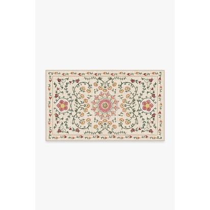 Suzani Coral Flatwoven Rug - 90 x 150 cm - Rug + Pad System