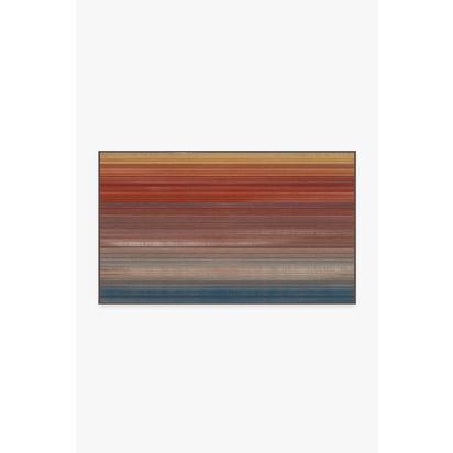 Linear Striped Multicolour Flatwoven Rug - 90 x 150 cm - Rug + Pad System