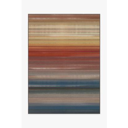 Linear Striped Multicolour Flatwoven Rug - 150 x 215 cm - Rug + Pad System