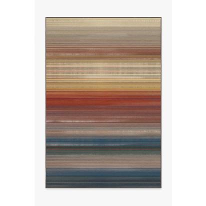 Linear Striped Multicolour Flatwoven Rug - 185 x 275 cm - Rug + Pad System