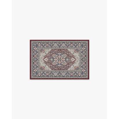 Hendesi Heriz Bordeaux Flatwoven Rug - 60 x 90 cm - Rug + Pad System