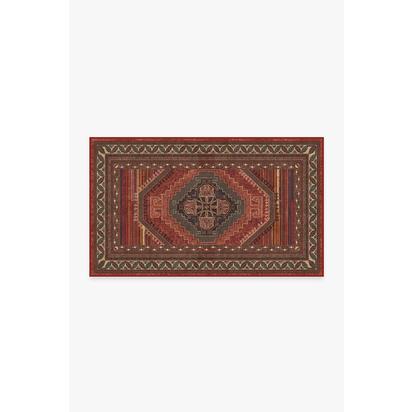 Mandalore Scarlet Red Flatwoven Rug - 90 x 150 cm - Rug + Pad System