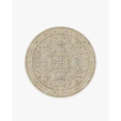 Kamran Ivory Opal Flatwoven Rug - 185 Round cm - Rug + Pad System