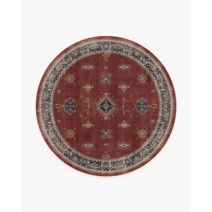 Verena Amber Red Flatwoven Rug - 245 Round cm - Rug + Pad System