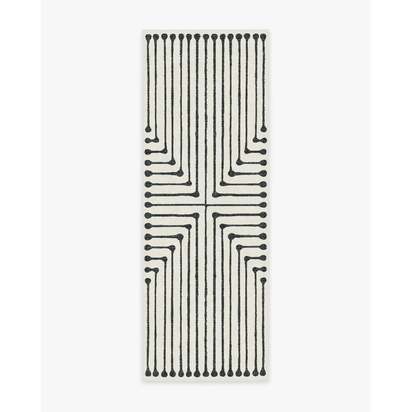 Inkdrop Black & Ivory Flatwoven Rug by Jonathan Adler - 75 x 215 cm - Rug + Pad System