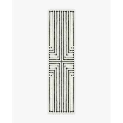 Inkdrop Black & Ivory Flatwoven Rug by Jonathan Adler - 75 x 305 cm - Rug + Pad System