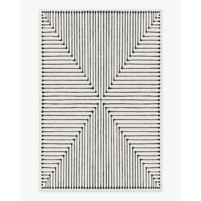 Inkdrop Black & Ivory Flatwoven Rug by Jonathan Adler - 185 x 275 cm - Rug + Pad System