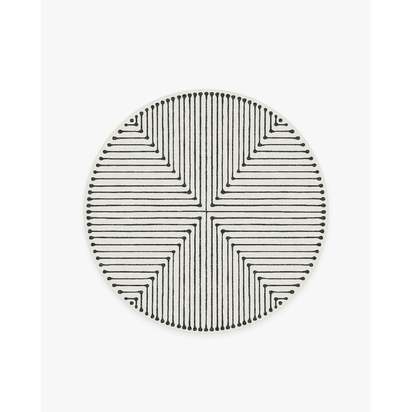 Inkdrop Black & Ivory Flatwoven Rug by Jonathan Adler - 185 Round cm - Rug + Pad System