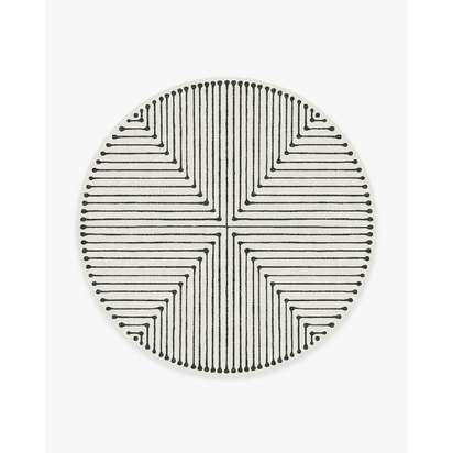 Inkdrop Black & Ivory Flatwoven Rug by Jonathan Adler - 245 Round cm - Rug + Pad System