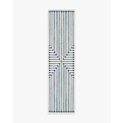 Inkdrop Slate Blue Flatwoven Rug by Jonathan Adler - 75 x 305 cm - Rug + Pad System