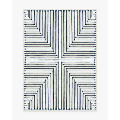 Inkdrop Slate Blue Flatwoven Rug by Jonathan Adler - 150 x 215 cm - Rug + Pad System