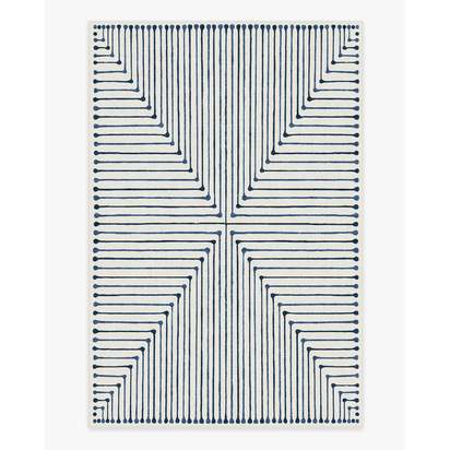 Inkdrop Slate Blue Flatwoven Rug by Jonathan Adler - 185 x 275 cm - Rug + Pad System