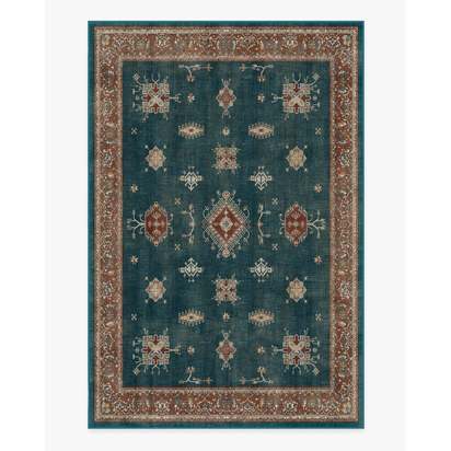 Verena Teal Blue Flatwoven Rug - 185 x 275 cm - Rug + Pad System