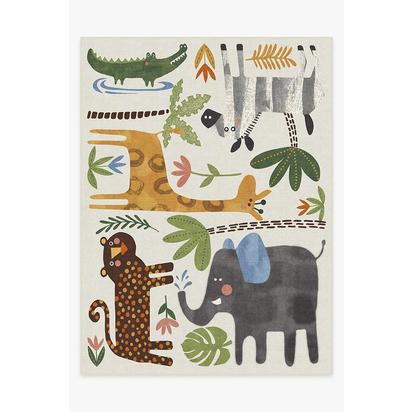 Jungle Safari Multicolour Flatwoven Rug - 275 x 365 cm - Rug + Pad System