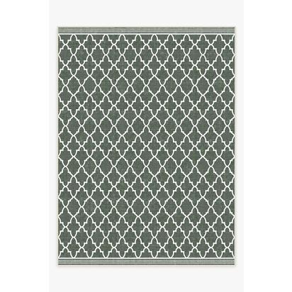 Varia Trellis Forest Green Outdoor Rug - 275 x 365 cm - Rug + Pad System