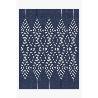 Gemma Lattice Royal Blue Outdoor Rug - 275 x 365 cm - Rug + Pad System