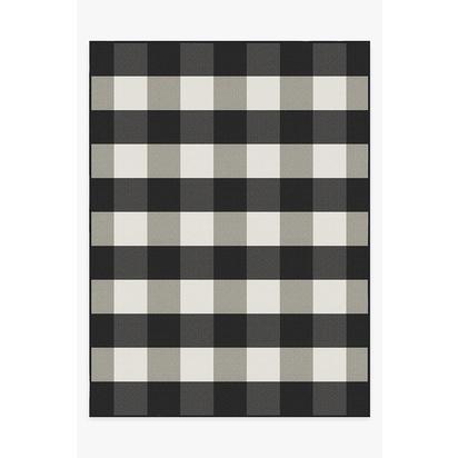 Gingham Plaid Black & White Outdoor Rug - 275 x 365 cm - Rug + Pad System
