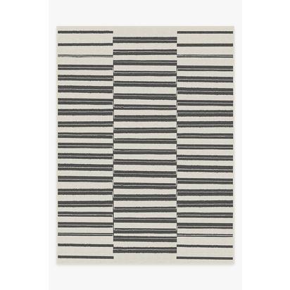 Offset Stripe Black Outdoor Rug - 275 x 365 cm - Rug + Pad System
